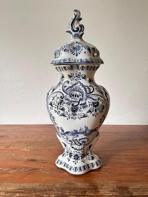 Dekselvaas - Delfts Blauw Aardewerk - gemerkt Delft, Antiek en Kunst, Antiek | Vazen, Ophalen of Verzenden