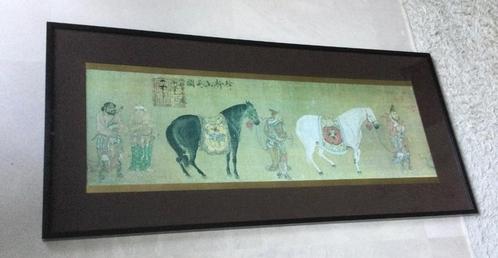 Grote Chinese art print Han Gan tartaren eerbetoon paarden, Antiek en Kunst, Kunst | Niet-Westerse kunst, Ophalen
