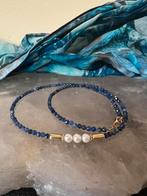 Saffier akoya zoutwater parel beschermt geluk wijsheid magie, Blauw, Nieuw, Ophalen of Verzenden, Met edelsteen