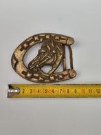 Vintage metalen gesp met hoefijzer en paardenkop – jaren ’50, Ophalen