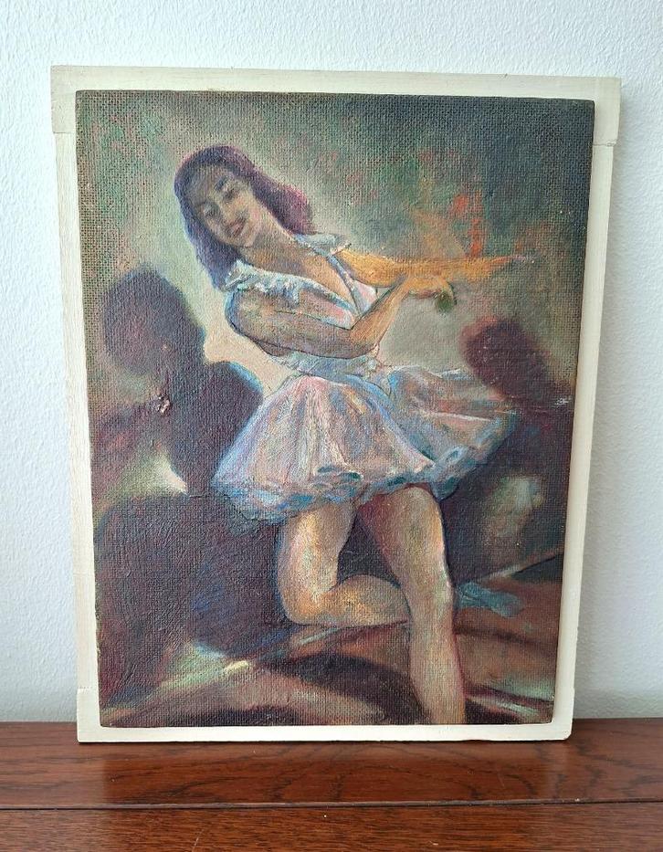 schilderij 'de danseres', antiek incl lijst, olieverf, Antiek en Kunst, Kunst | Schilderijen | Klassiek, Verzenden