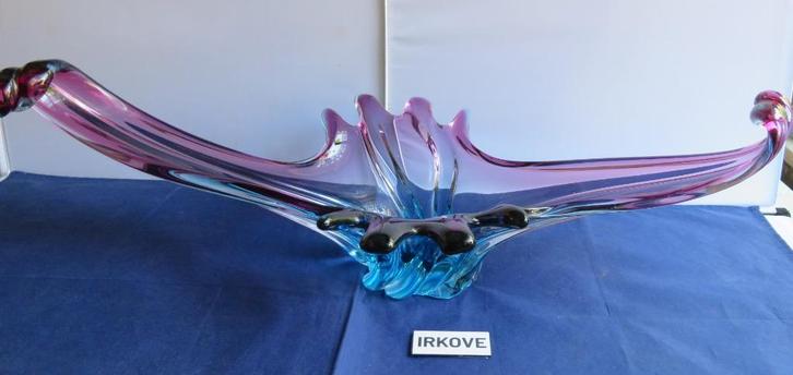 MURANO PRACHT SCHAAL ROZE BLAUW * Kristal *, Antiek en Kunst, Kunst | Designobjecten, Ophalen of Verzenden