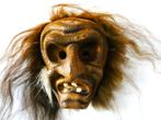 Houten masker Lötschental Zwitserland dierentanden en haren, Antiek en Kunst, Ophalen of Verzenden