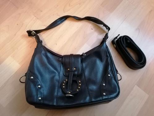Zwarte handtas met schouderband, Sieraden, Tassen en Uiterlijk, Tassen | Damestassen, Gebruikt, Handtas, Bruin, Ophalen of Verzenden
