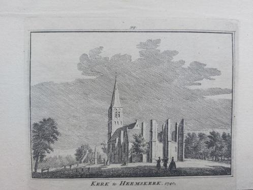 319 / De kerk te Heemskerk Oude gravure 18e eeuw H. Spilman, Antiek en Kunst, Kunst | Etsen en Gravures, Ophalen of Verzenden
