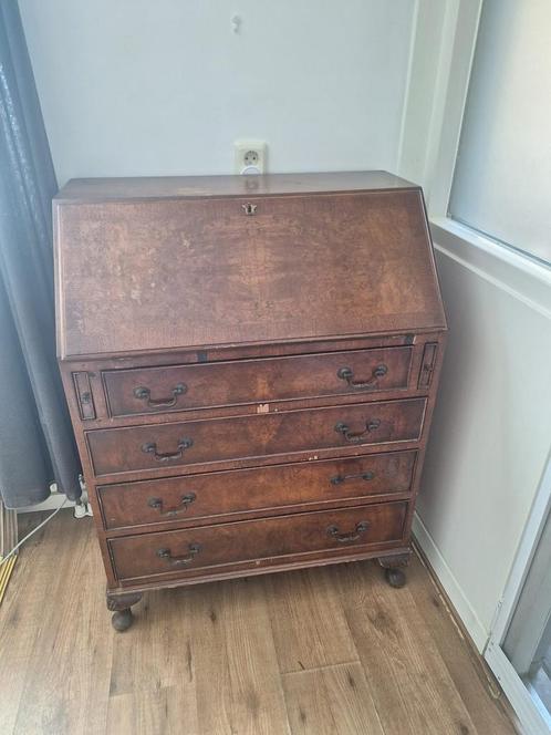 Antiek houten secretaire – klassiek bureau met lades, Huis en Inrichting, Kasten | Secretaires, Gebruikt, Ophalen