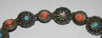 Bronzen tribal armband turquoise en koraalkleurige steentjes, Ophalen of Verzenden, Brons, Armband