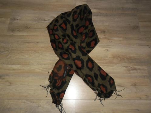 Rino & Pelle Groen/Oranje Sjaal Met Panterprint, Kleding | Dames, Mutsen, Sjaals en Handschoenen, Zo goed als nieuw, Sjaal, Maat 46/48 (XL) of groter