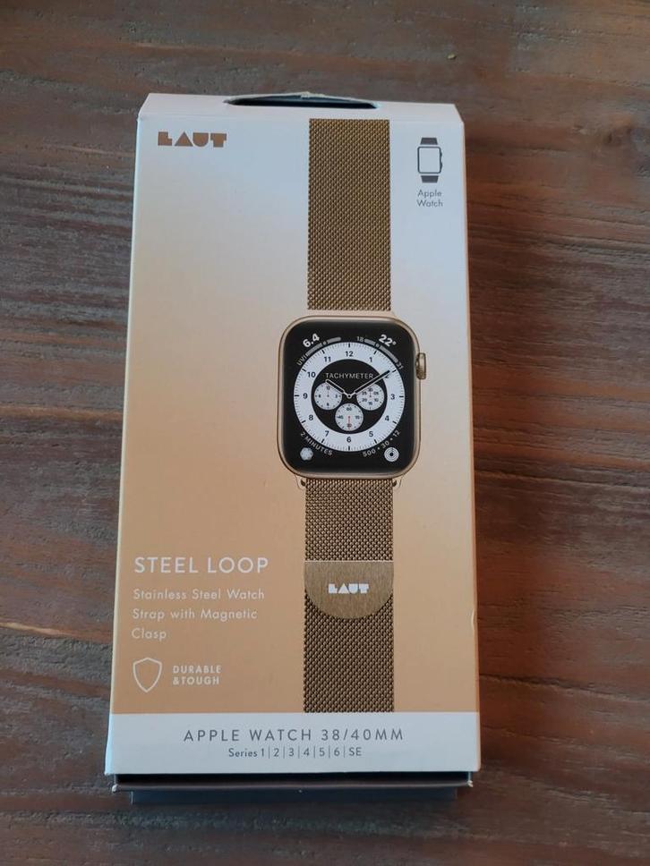 LAUT Steel Loop Apple Watch Bandje 38/40mm - Goud, Telecommunicatie, Wearable-accessoires, Nieuw, Bandje, Ophalen of Verzenden