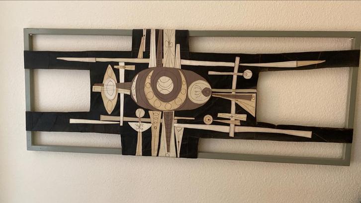 Abstracte Wanddecoratie - Kunstwerk antiek, Antiek en Kunst, Kunst | Schilderijen | Abstract, Ophalen of Verzenden