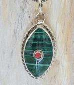 Zilveren Hanger Aan Ketting met Groene Malachiet
Hanger, Verzenden, ., Zo goed als nieuw, .