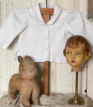 Brocante oud wit hesje / vestje kind met kraagje beschikbaar voor biedingen