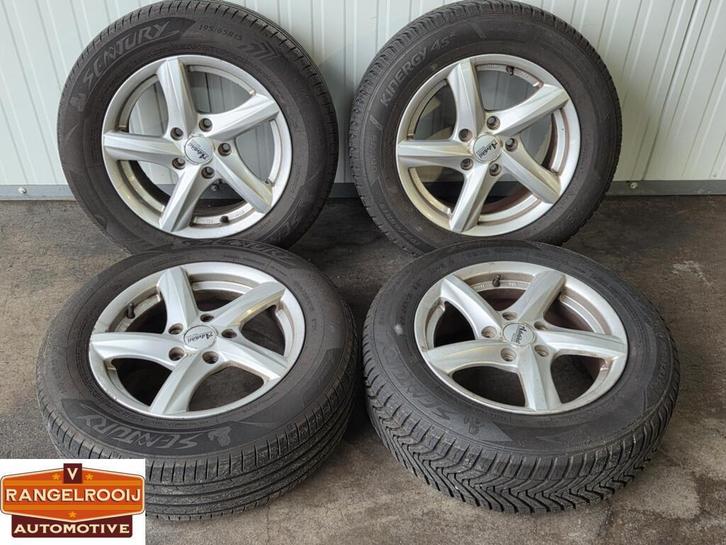 Set 15" lm velgen, 5x114.3 met banden tbv Renault Mégane, Auto-onderdelen, Banden en Velgen, Banden en Velgen, 15 inch, 195 mm