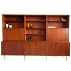 Vintage mid-century wandmeubel deens design Patijn 1950's, Huis en Inrichting, Ophalen, 250 tot 300 cm, Gebruikt, Met deur(en)