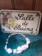 Prachtig Oud Frans Brocante Emaille Schild Bains, Ophalen of Verzenden