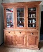 Teak Houten Buffetkast met Glazen Deuren en Lades, Huis en Inrichting, Kasten | Buffetkasten, Ophalen, Gebruikt, 200 cm of meer