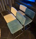 6 Eetkamerstoelen - stoelen - Ridge Rib -blauw/wit/antraciet, Huis en Inrichting, Stoelen, Ophalen, Gebruikt, Overige kleuren