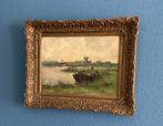 G.H.v.der Meulen -skutsje - Olieverf dorp in friesland, Antiek en Kunst, Ophalen of Verzenden