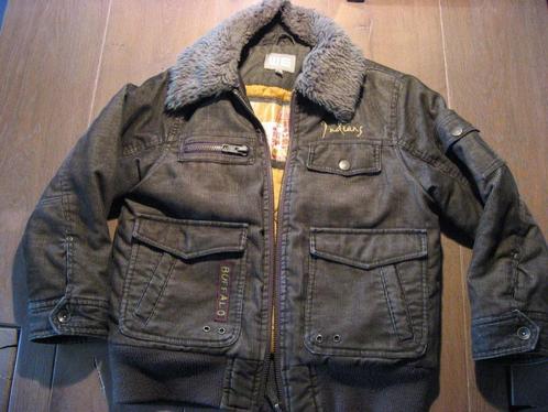 zgan bruine rib jas, afknoopbare nepbont kraag, mt 134/140, Kinderen en Baby's, Kinderkleding | Maat 134, Nieuw, Jongen, Jas, Verzenden