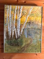 Klassiek schilderij berkenbomen HBC gesigneerd lijst goudkle, Antiek en Kunst, Kunst | Schilderijen | Klassiek, Ophalen of Verzenden