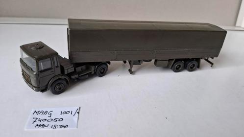 Maag / Herpa 1001/740050 MAN 15.240 Truck + oplegger 1/87, Hobby en Vrije tijd, Modelauto's | 1:87, Zo goed als nieuw, Bus of Vrachtwagen