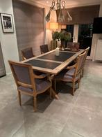 Mooie massief houten tafel met steen 100x240, Huis en Inrichting, Tafels | Eettafels, 200 cm of meer, Landelijk, Vijf personen of meer