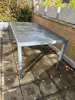 Grijze tuintafel met glazen blad, Tuin en Terras, Ophalen, Gebruikt, Rechthoekig, Aluminium