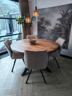 Goossens Eettafel Mango Hout 140cm, Huis en Inrichting, Tafels | Eettafels, Rond, Ophalen of Verzenden, Zo goed als nieuw, 100 tot 150 cm