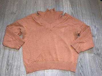 Solo g dames cognac cable knit turtle neck sweater trui mt L beschikbaar voor biedingen