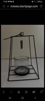 Countryfield Windlicht metaal zwart glas 17 x 17 x 24 hg nw, 25 tot 50 cm, Zwart, Nieuw, Ophalen of Verzenden