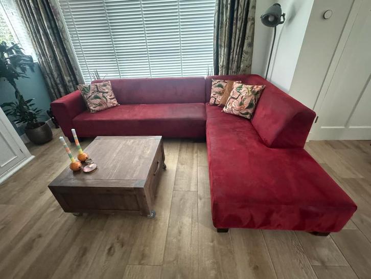 Hoekbank Leolux, Huis en Inrichting, Banken | Complete zithoeken, Gebruikt, Hout, Leer, Ophalen