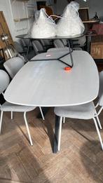 Tafel Deens ovaal wit/grijs matrix poot, Huis en Inrichting, Tafels | Eettafels, Nieuw, Teakhout, Ophalen, Vijf personen of meer