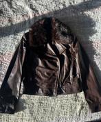 Sisley leren damesjas met afneembare bontkraag, Bruin, Sisley, Ophalen of Verzenden, Zo goed als nieuw