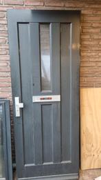 Houten buitendeur met glas en brievenbus, Doe-het-zelf en Verbouw, Gebruikt, Ophalen of Verzenden, 200 tot 215 cm, Glas