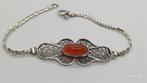 Zilveren vintage armband met carneool, Ophalen of Verzenden, Zilver, Zilver, Met edelsteen