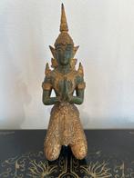 Prachtige, Thaise, groen/goud gepatineerde bronzen teppanom, Huis en Inrichting, Woonaccessoires | Boeddhabeelden, Ophalen of Verzenden
