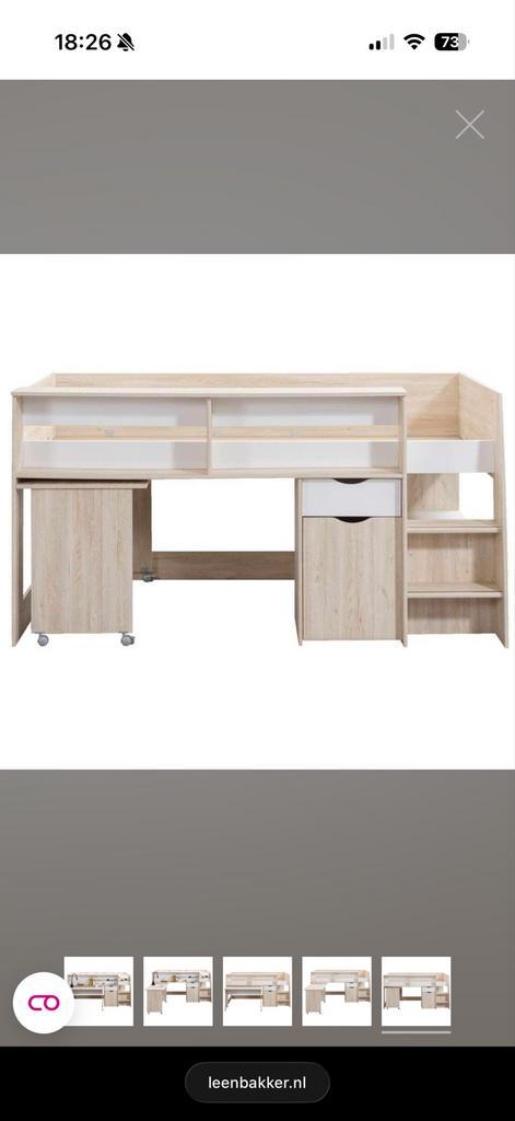 Gratis Halfhoogslaper Tempo eiken/wit incl. matras & kast, Kinderen en Baby's, Kinderkamer | Stapelbedden en Hoogslapers, Zo goed als nieuw