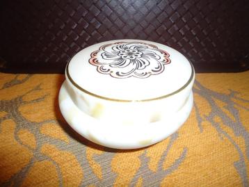 Antiek glazen Art Deco potje met deksel tbv huidverzorging  beschikbaar voor biedingen