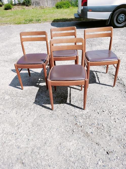 Teakhouten eetkamerstoelen + tafel HW Klein voor Bramin, Huis en Inrichting, Complete eetkamers, Zo goed als nieuw, 4 tot 6 stoelen