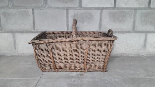 Oude Rieten Franse Plukmand / Rotan Oogstmand / Draagmand, Antiek en Kunst, Antiek | Woonaccessoires, Verzenden