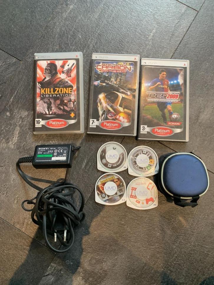 PSP games + PSP adapter, Spelcomputers en Games, Spelcomputers | Sony PSP, Gebruikt, PSP, Ophalen of Verzenden