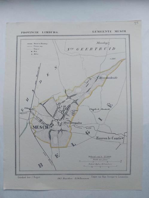 35 / Mesch Fouron le Comte Limburg Litho 1866 van J. Kuyper, Antiek en Kunst, Kunst | Litho's en Zeefdrukken, Ophalen of Verzenden