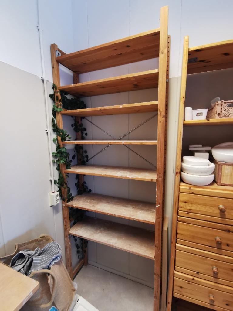 Houten stellingen/rekken Lundia/Ivar stijl, Huis en Inrichting, Kasten | Stellingkasten, Ophalen, Gebruikt