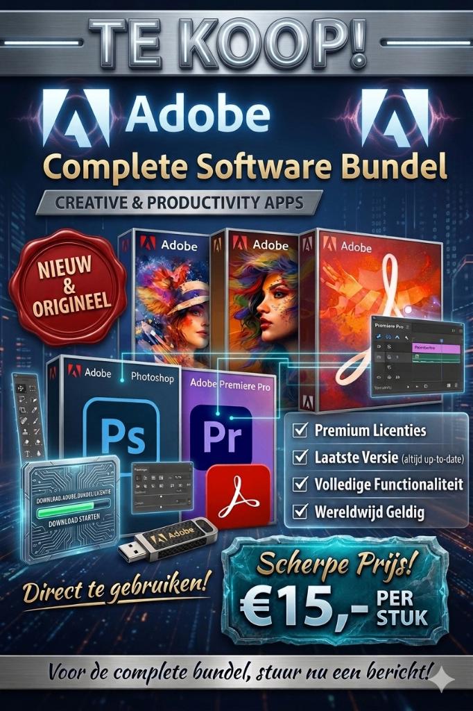 Adobe Complete Software Bundel – Direct aan de slag!, Computers en Software, Ontwerp- en Bewerkingssoftware, Nieuw, MacOS, Windows