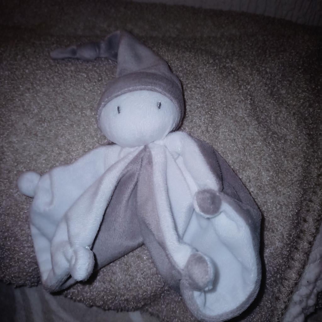 Difrax grijs wit velours dubbelgevouwen tutpop., Overige merken, Grijs, Ophalen of Verzenden, Zo goed als nieuw