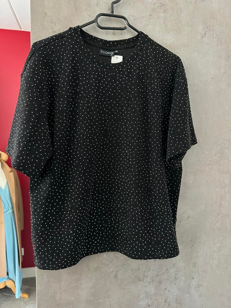 Zwart shirt met glitter, Kleding | Dames, Maat 38/40 (M), Zwart, Nieuw, Ophalen of Verzenden
