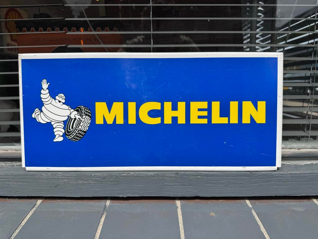Vintage Michelin Reclamebord - Bibendum, Reclamebord, Gebruikt, ., Ophalen of Verzenden