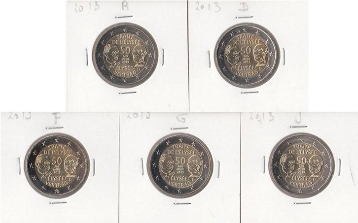 Duitsland 2 Euro Set "Elysée-Vertrag' 2013 letters A-D-F-G-J, Postzegels en Munten, Munten | Europa | Euromunten, Setje, 2 euro