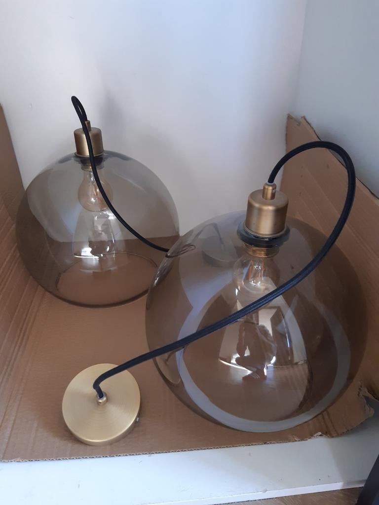 Hanglamp jakobsbyn glazen bol 2x, Ophalen, Zo goed als nieuw