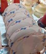 Set van 6 vintage borden met blauwe bloemen, Ophalen of Verzenden, Overige stijlen, Bord(en)